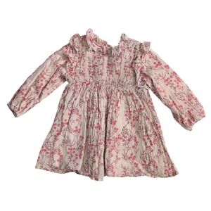 Mabel + Honey Girls 2T Floral Smocked Ruffle Long Sleeve Dress Pink Cottagecore‎